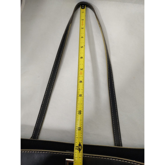 Etienne Aigner Shoulder Bag Purse Black Fabric White Stitch Trim #40132 Clean - Picture 15 of 15